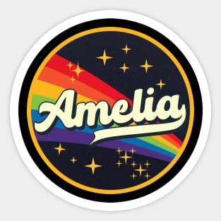 Amelia // Rainbow In Space Vintage Style Sticker